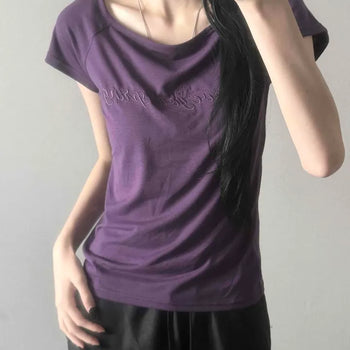 Your Embroidered Raglan Boat Neck Short Sleeve T-shirt