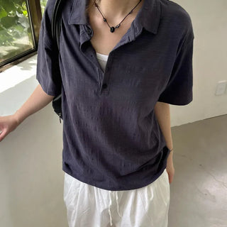 [Unisex] Piece Slub Collar Short Sleeve Tee (3 colors)