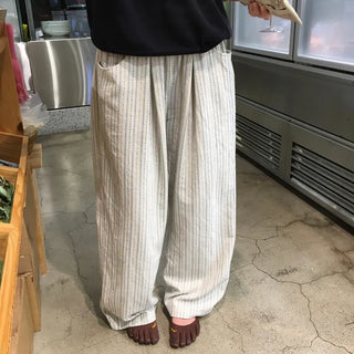 Linen Striped Wide Pants