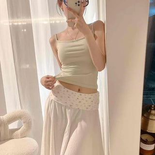 Modal Square Neck Semi-Crop Slim Fit Inner Layering Sleeveless