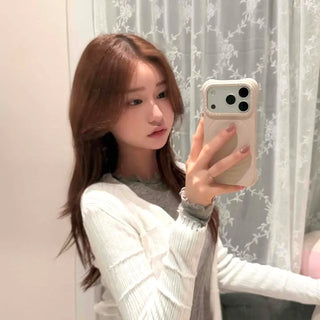 V-Neck Ribbed See-through Thin Loose Fit Cardigan