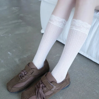 Jacquard Lace Knee Socks