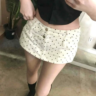Double Waist Dot Micro Skirt Pants