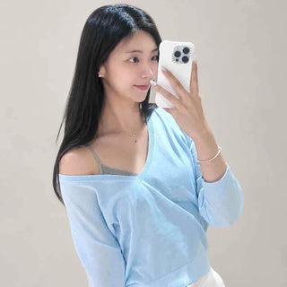 Citiz See-through Layered Loose Fit V-Neck Knit