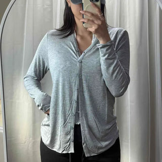 Tencel V-neck Loose-fit Cardigan with Back-of-Hand Cover