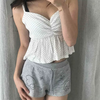 Dolphin Cubic Wing Elastic Waist Shorts