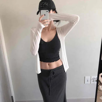 Dot String Low-Rise Slim Fit Mermaid Long Skirt