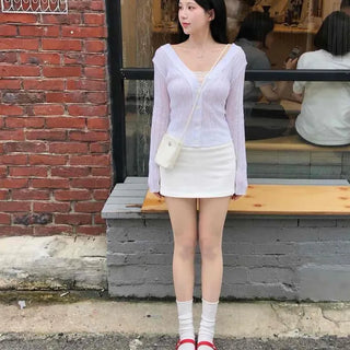 Low-Rise Slim Fit Elastic Waist Shorts Mini Skirt