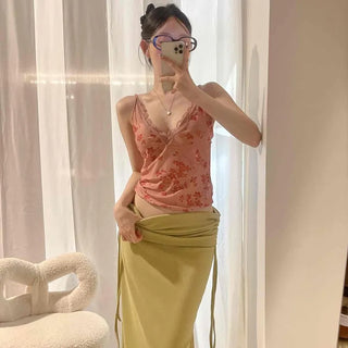Blossom Lace Deep V-Neck Sleeveless Top
