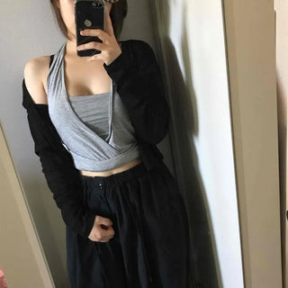Strappy V-Neck Slim Fit Semi-Crop Sleeveless