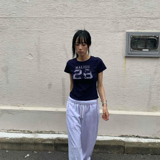 Logo Lettering Cutout Crop Slim Fit Short Sleeve T-shirt