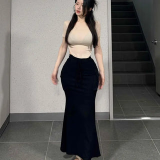 High-Waisted String Stretch Mermaid Long Skirt