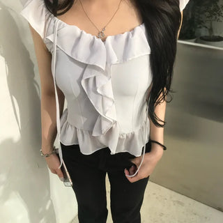 Off-shoulder frill halter wannabe BL