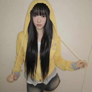 Bebon Horse Color Block Zip-up Hoodie