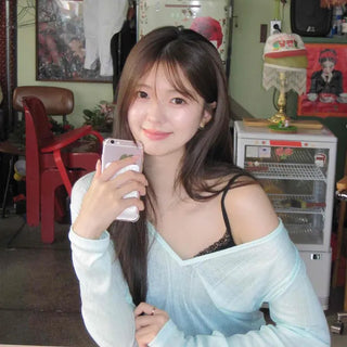 Deep V-Neck See-through Loose Fit Layered Long Sleeve T-shirt