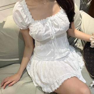 *2-Way* Vanilla Frill Banding Off-Shoulder Puff Blouse