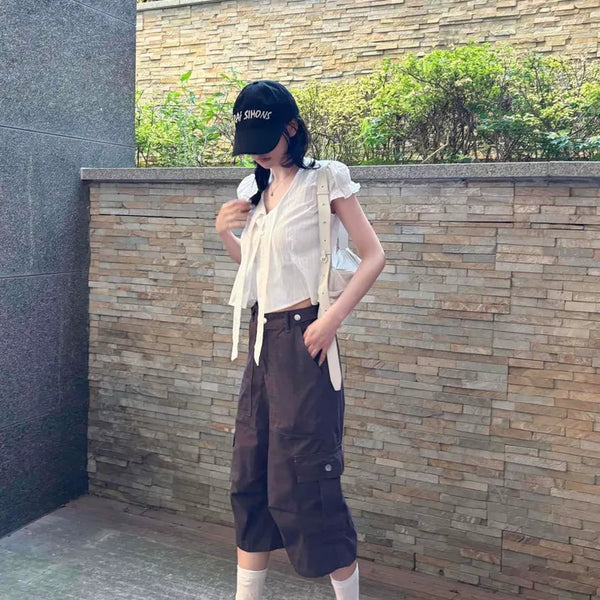 Big Cargo Wide Low-Rise 3/4 Length Long Pants