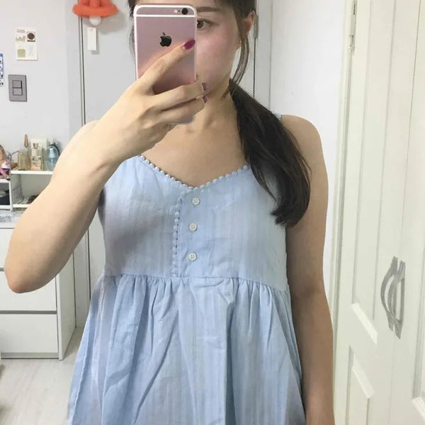 Lace Frill Peplum Sleeveless V-Neck Delicate Fit Cotton Blouse