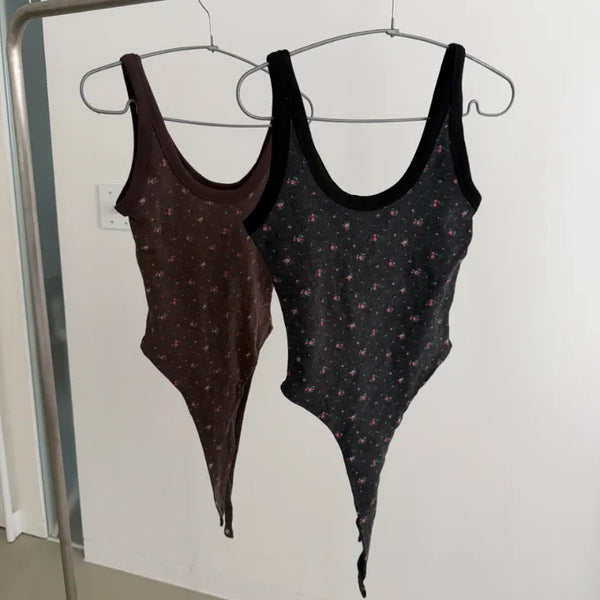 Rosein Flower Sleeveless Bodysuit
