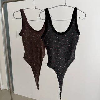 Rosein Flower Sleeveless Bodysuit