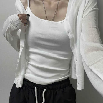 Thin V-neck Loose Fit Pastel Knit Cardigan
