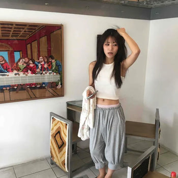 Cotton Harem Balloon Elastic Banded Jogger Shorts