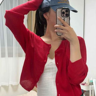 Ribbed Delicate Fit Layered Crop Knit Cardigan
