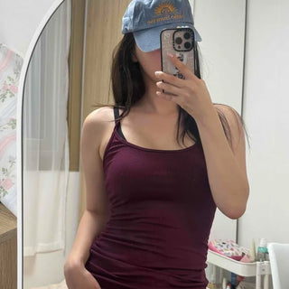 Halter Neck Ribbon Strap Cooling Modal Slim Fit Sleeveless Top