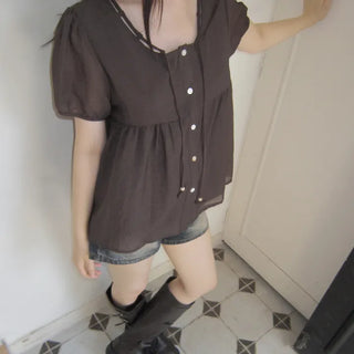 Yoka String Short Sleeve Blouse