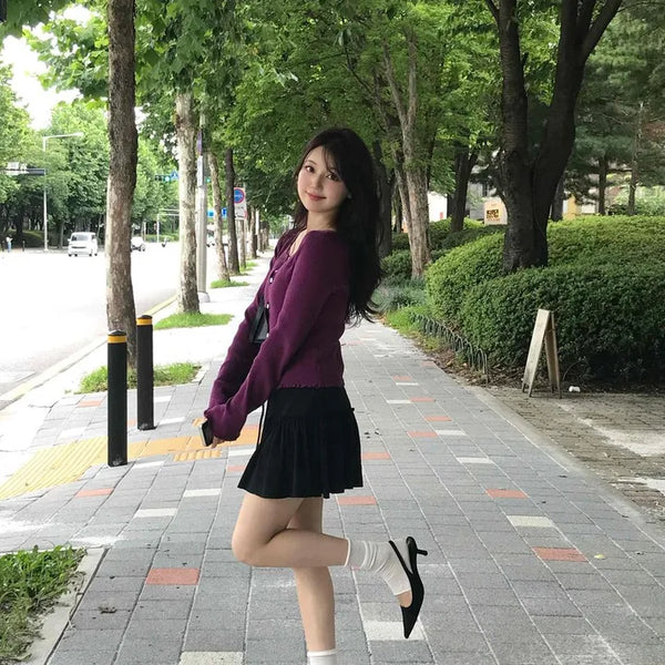 High-waisted String Frill Tiered Flare A-line Cotton Mini Skirt
