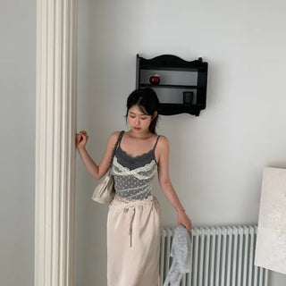 Midi Skirt with Fault Corsage Detail