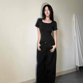 Kaldi U-Neck Slim Short Sleeve T-Shirt