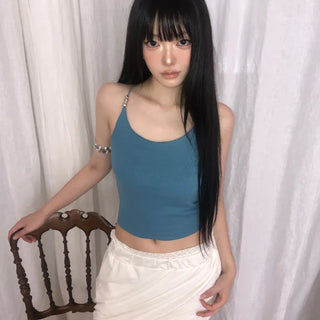Chapo Metal Bead Strap Sleeveless Top