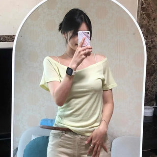 Modal Boat Neck Loose Fit Delicate Short Sleeve T-shirt