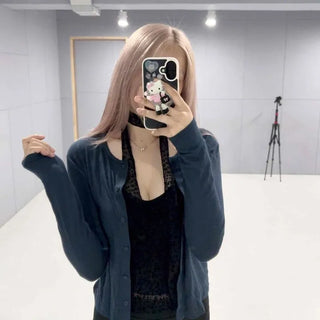 Tencel Soft & Stretchy Round Neck Delicate Fit Layered Cardigan