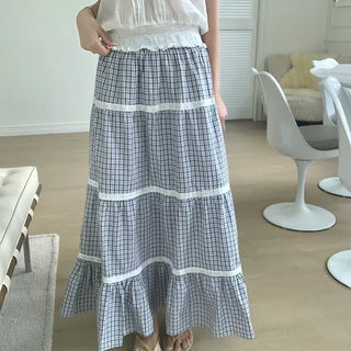 Cancan lace check skirt