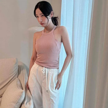 Natty Halter Neck Slim Crop Top
