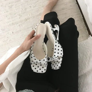 Dot Chrome Heel Mules