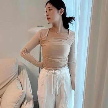 Romance Chiffon Layered Square Slim T-shirt