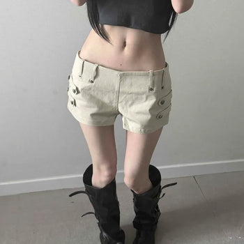 Jennie Back Zipper Low-Rise Micro Shorts