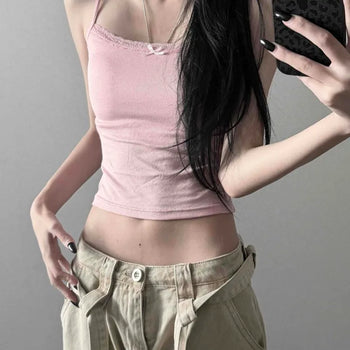 Petitchel Lace Cap Sleeveless Crop Top