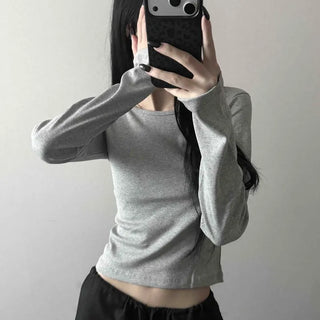 *Made in Korea* Luem Semi-Crop Basic Long Sleeve T-shirt