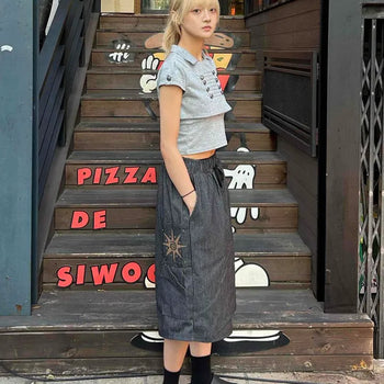 Corduroy Cargo Rivet Frame Loose Fit Wide Bermuda Shorts