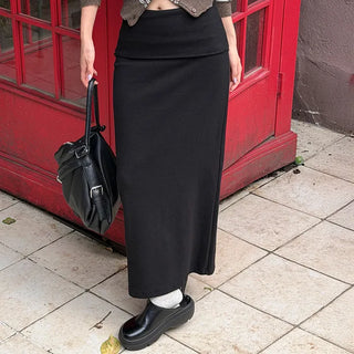 Folding Roll-up H-Line Maxi Skirt