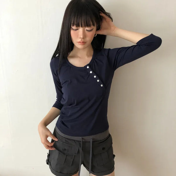 Weapon Shirred 3/4 Sleeve T-shirt
