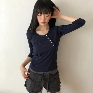 Weapon Shirred 3/4 Sleeve T-shirt