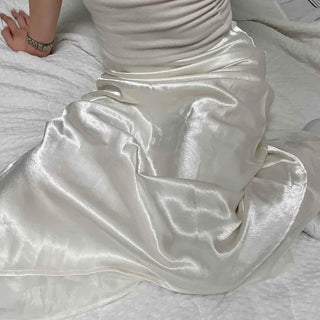 High-waisted A-line Satin Long Skirt