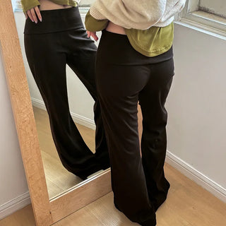 Falling Roll-up Bootcut Elastic Waist Pants