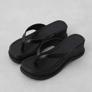 Wedges Platform Flipflops Midheels Medium Heels Platform Sandals Slippers Vacation Summer Holiday Beach Flipflops Shoes Footwear L12288