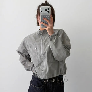 String pocket cropped windbreaker